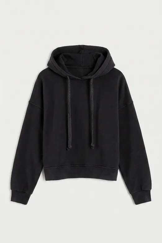 Bayan Antrasit Parça Boyalı Kapüşonlu Sweatshirt - BSL