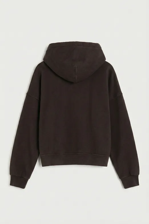 Bayan Kahverengi Parça Boyalı Kapüşonlu Sweatshirt - BSL