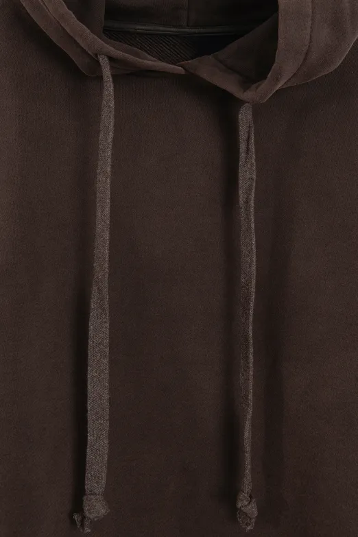 Bayan Kahverengi Parça Boyalı Kapüşonlu Sweatshirt - BSL
