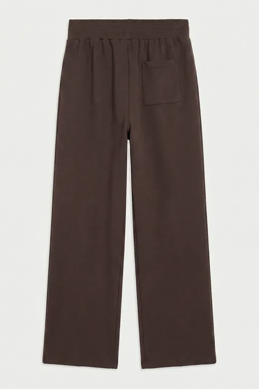 Bayan Kahverengi Nervür Dikiş Detaylı Bol Pantolon - BSL