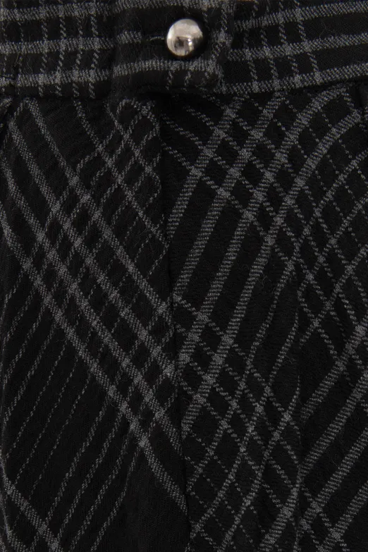 Bayan Siyah Ekoseli Maksi Kloş Etek - BSL