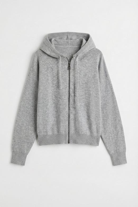 Kapüşonlu Fermuarlı Triko