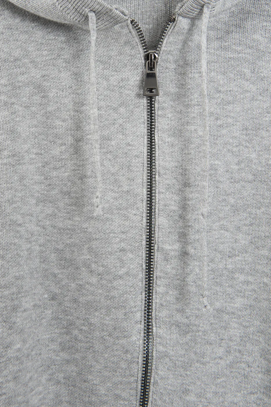 Bayan Gri Kapüşonlu Fermuarlı Triko