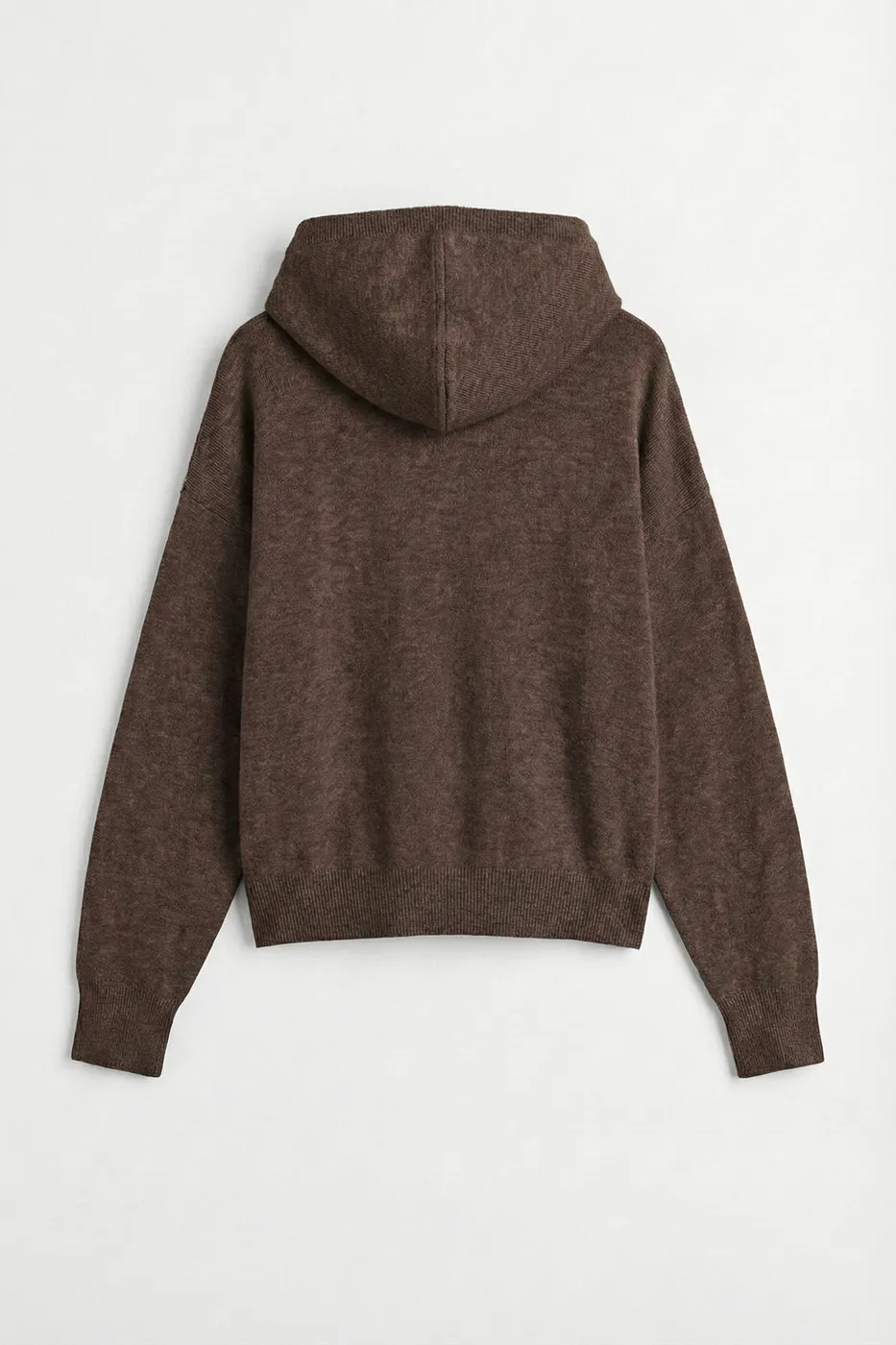 Bayan Kahverengi Kapüşonlu Fermuarlı Triko
