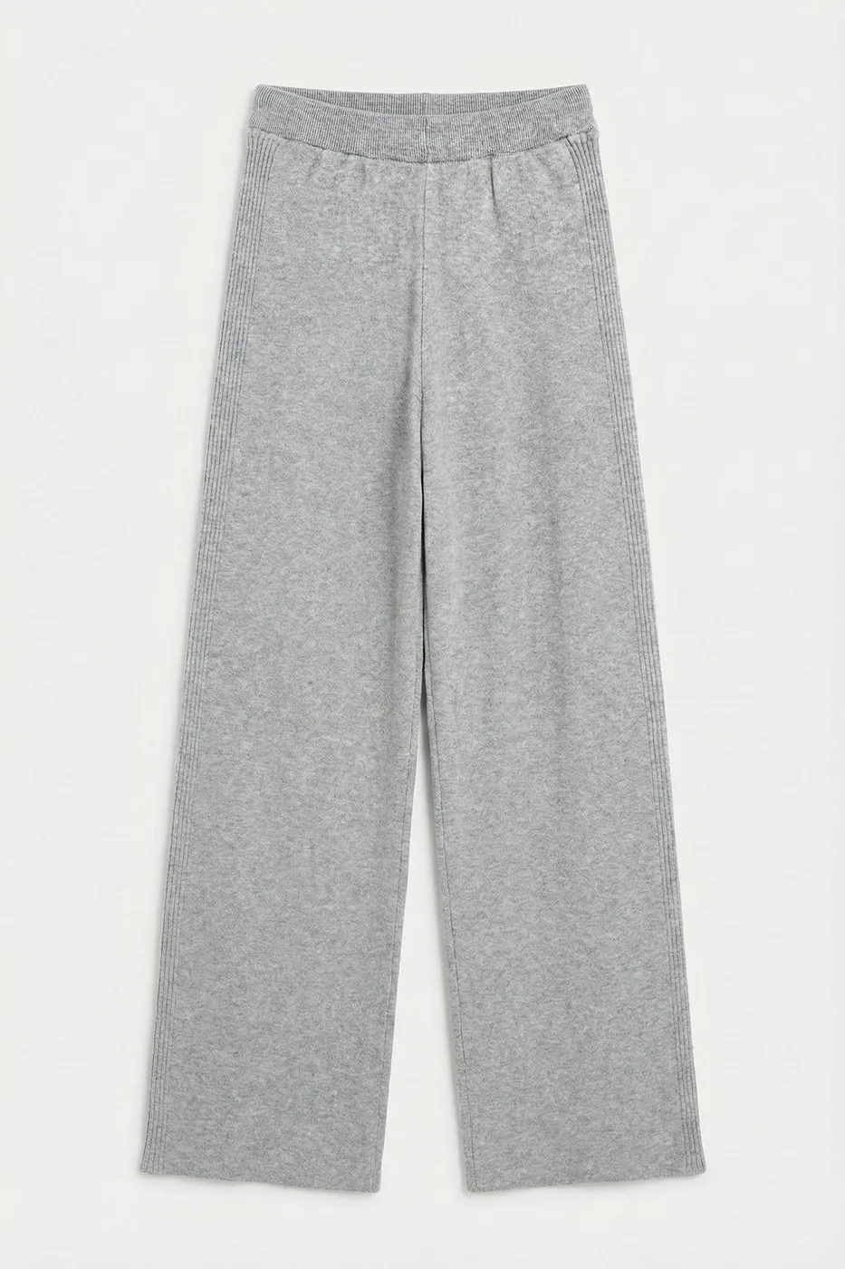 Bayan Gri Triko Düz Paça Pantolon