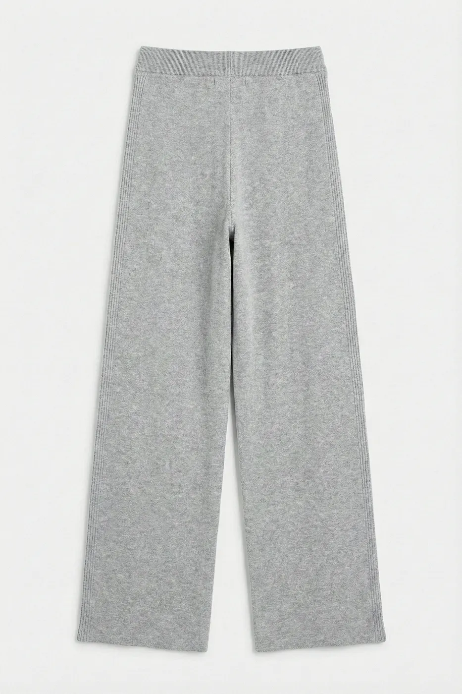 Bayan Gri Triko Düz Paça Pantolon