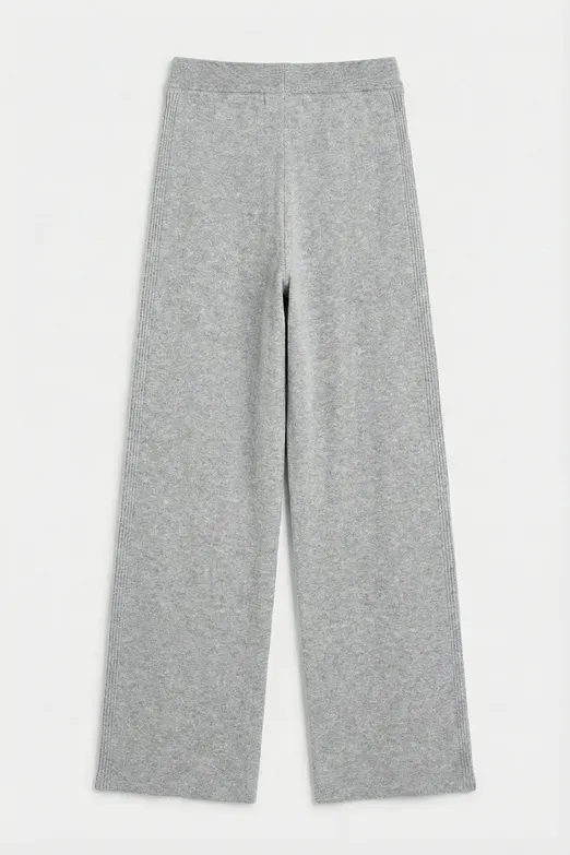 Bayan Gri Triko Düz Paça Pantolon - BSL