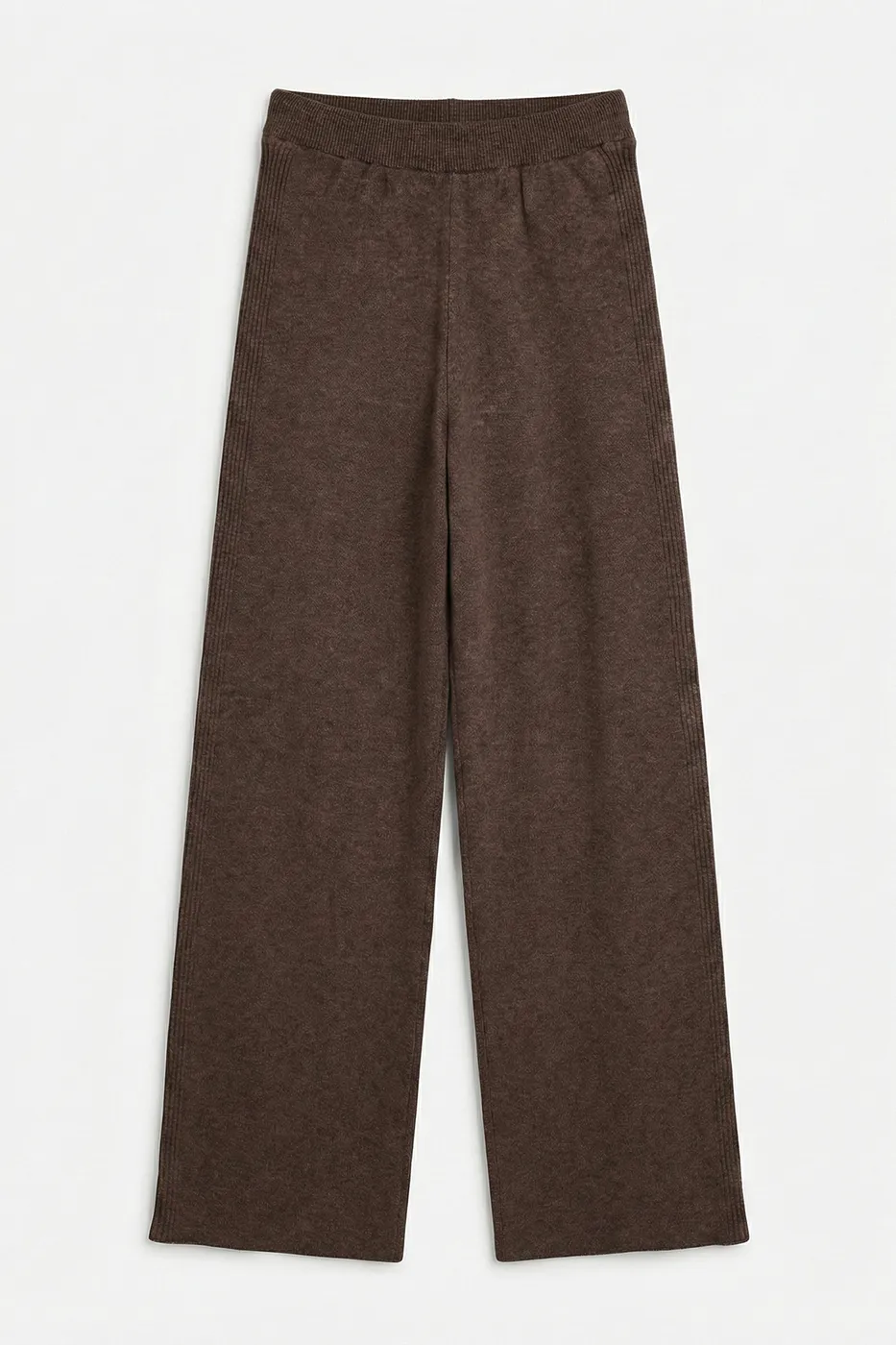 Bayan Kahverengi Triko Düz Paça Pantolon
