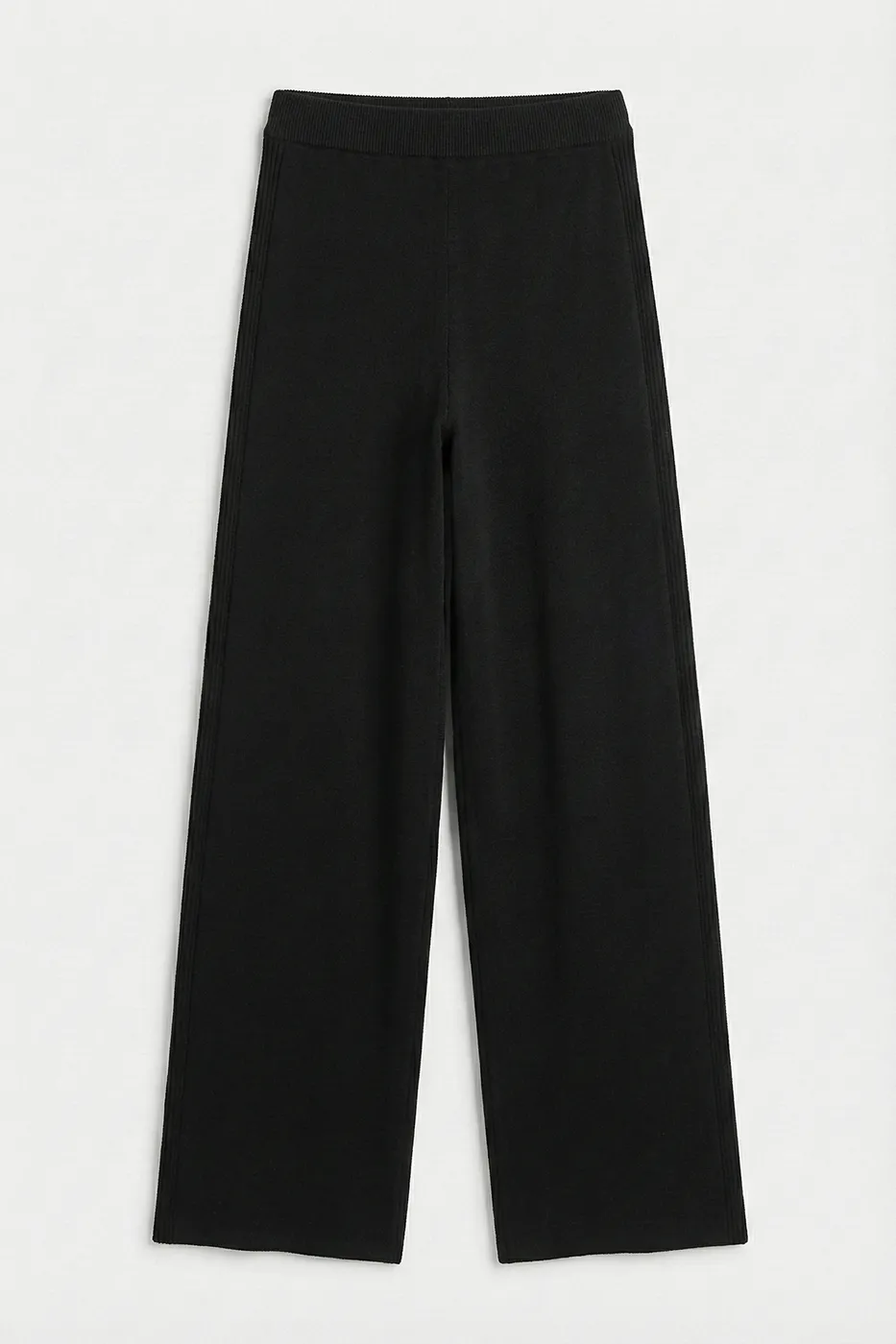 Bayan Siyah Triko Düz Paça Pantolon