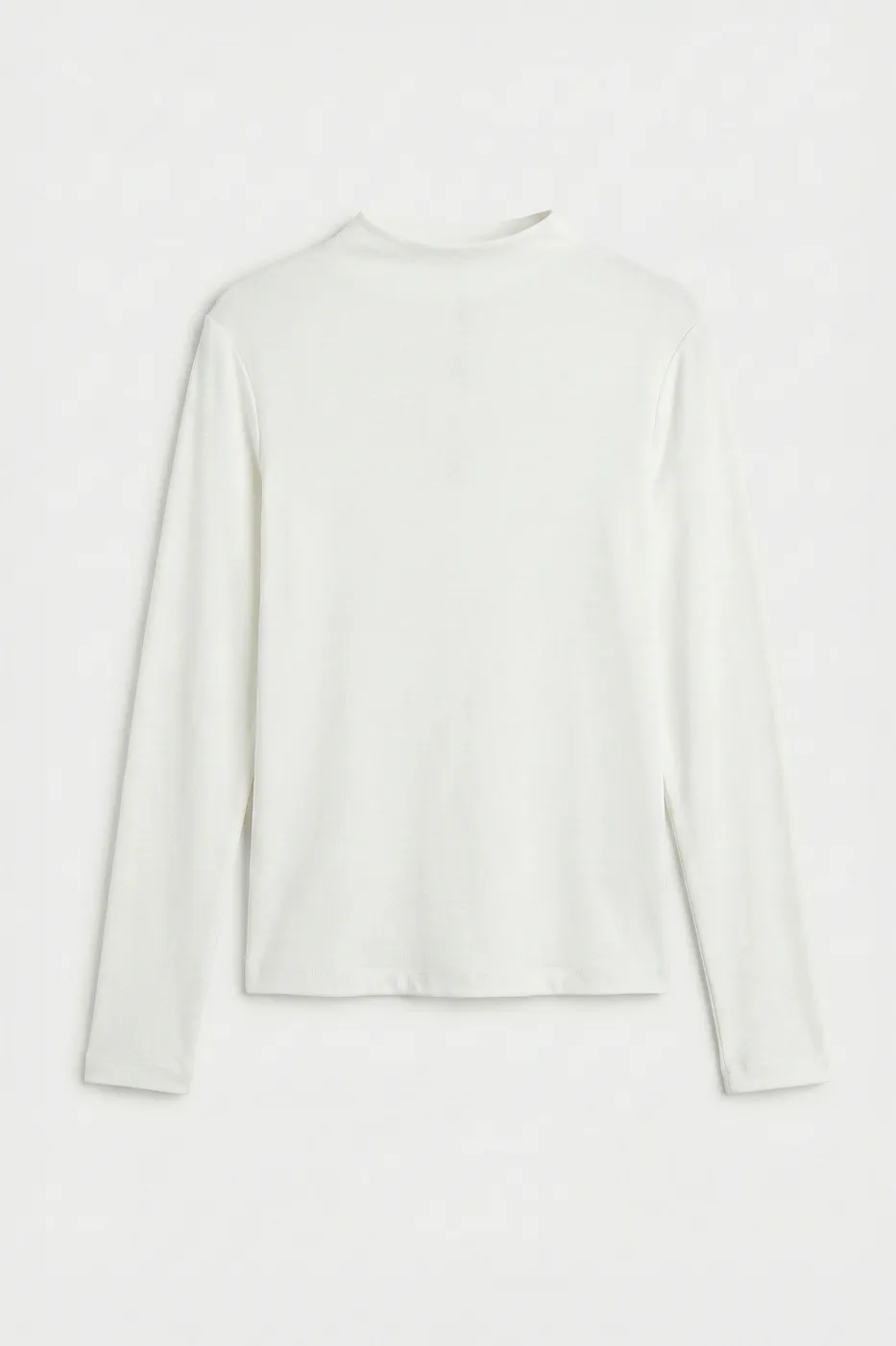 Bayan Beyaz Yüksek Yaka Uzun Kollu Top