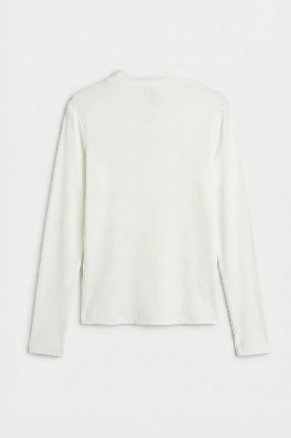 Bayan Beyaz Yüksek Yaka Uzun Kollu Top