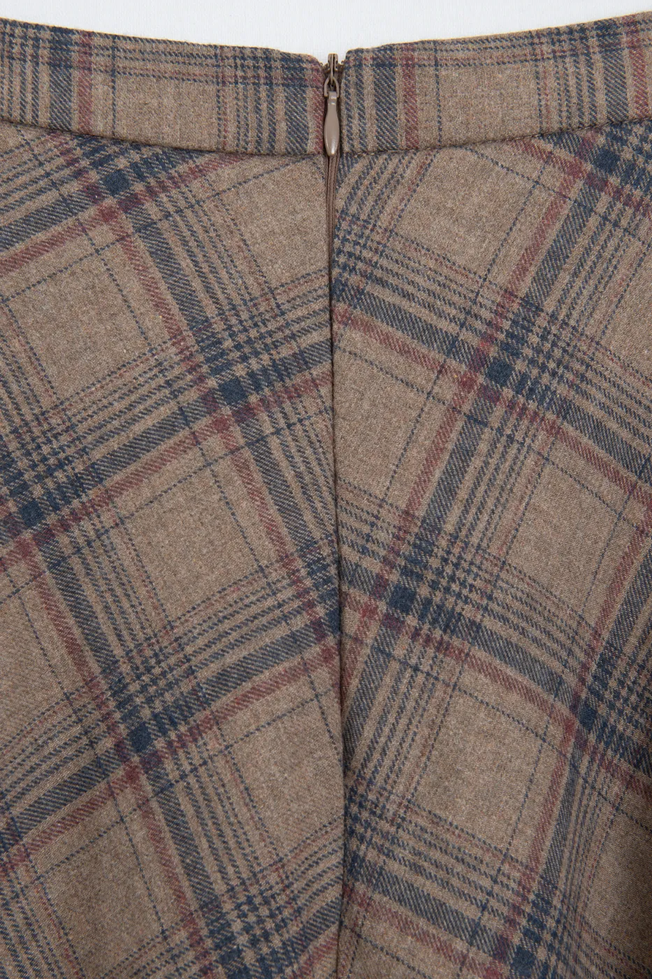 Bayan Vizon Ekoseli Kloş Midi Etek