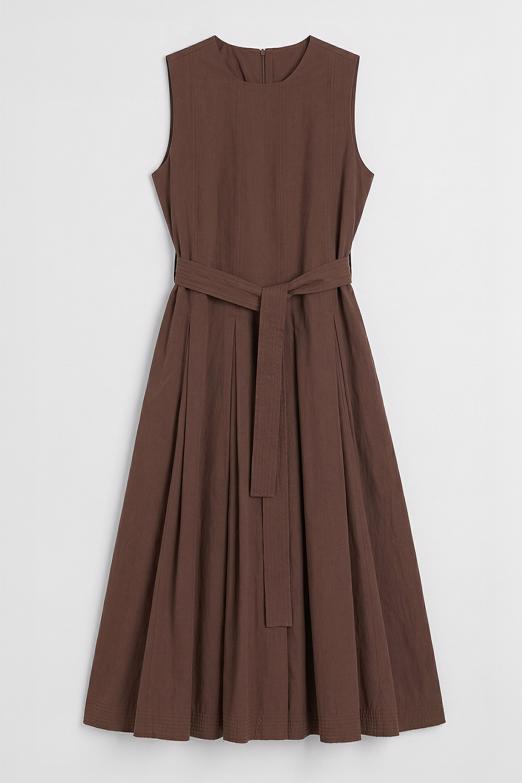 Pileli Coton Midi Elbise