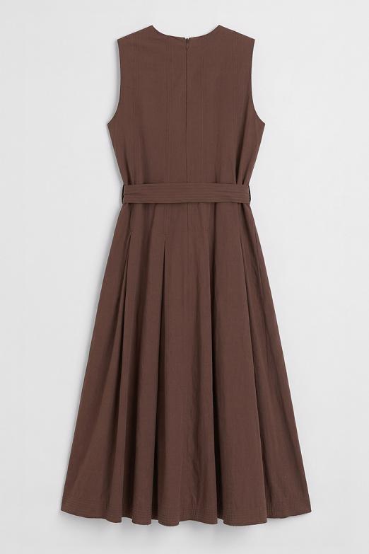 Pileli Coton Midi Elbise