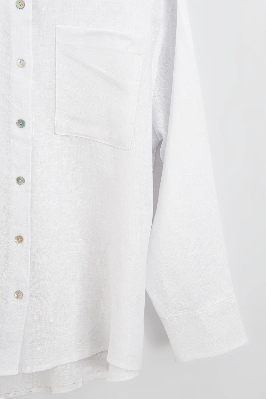 Bayan Beyaz %100 Keten Oversize Gömlek