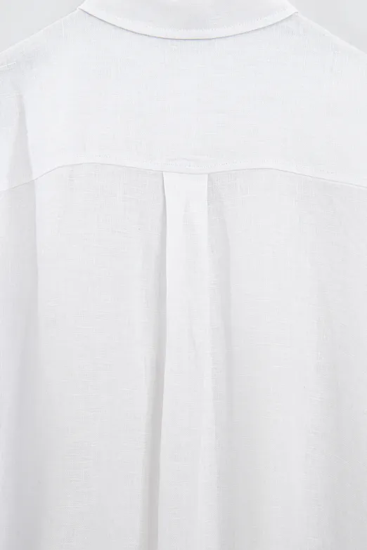 Bayan Beyaz %100 Keten Oversize Gömlek - BSL