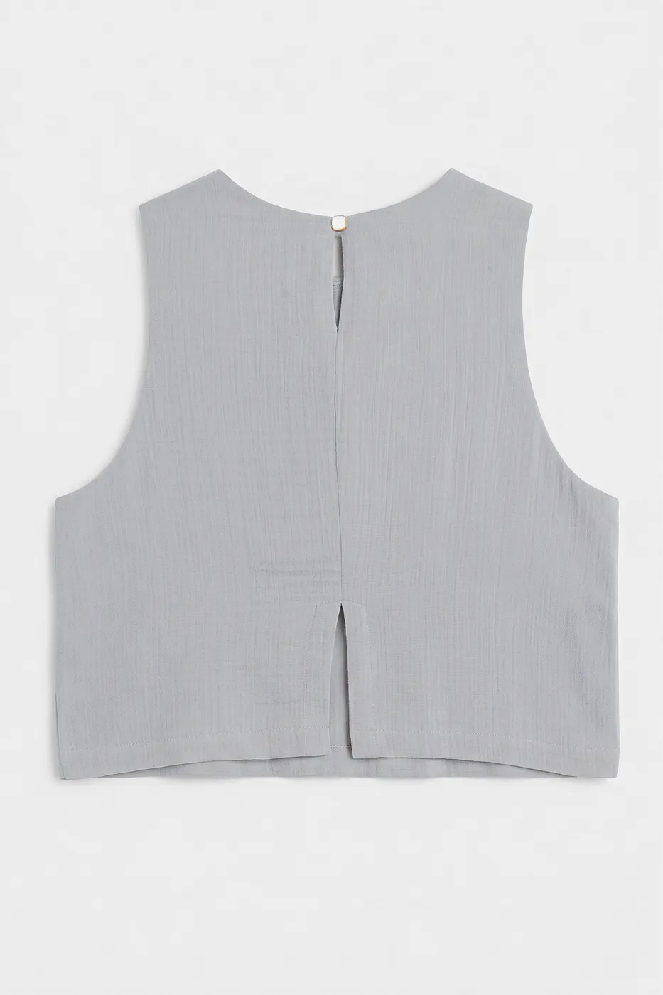 Bayan Gri Kolsuz Rahat Kalıp Müslin Bluz