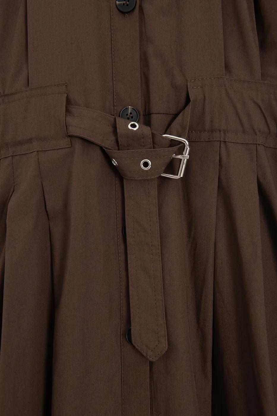 Bayan Kahverengi Pileli Maksi Cotton Elbise