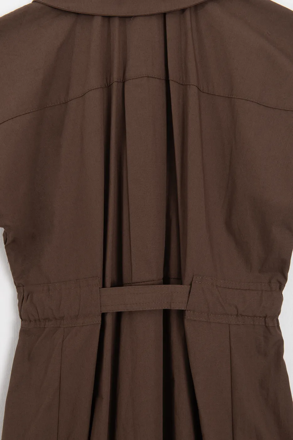 Bayan Kahverengi Pileli Maksi Cotton Elbise