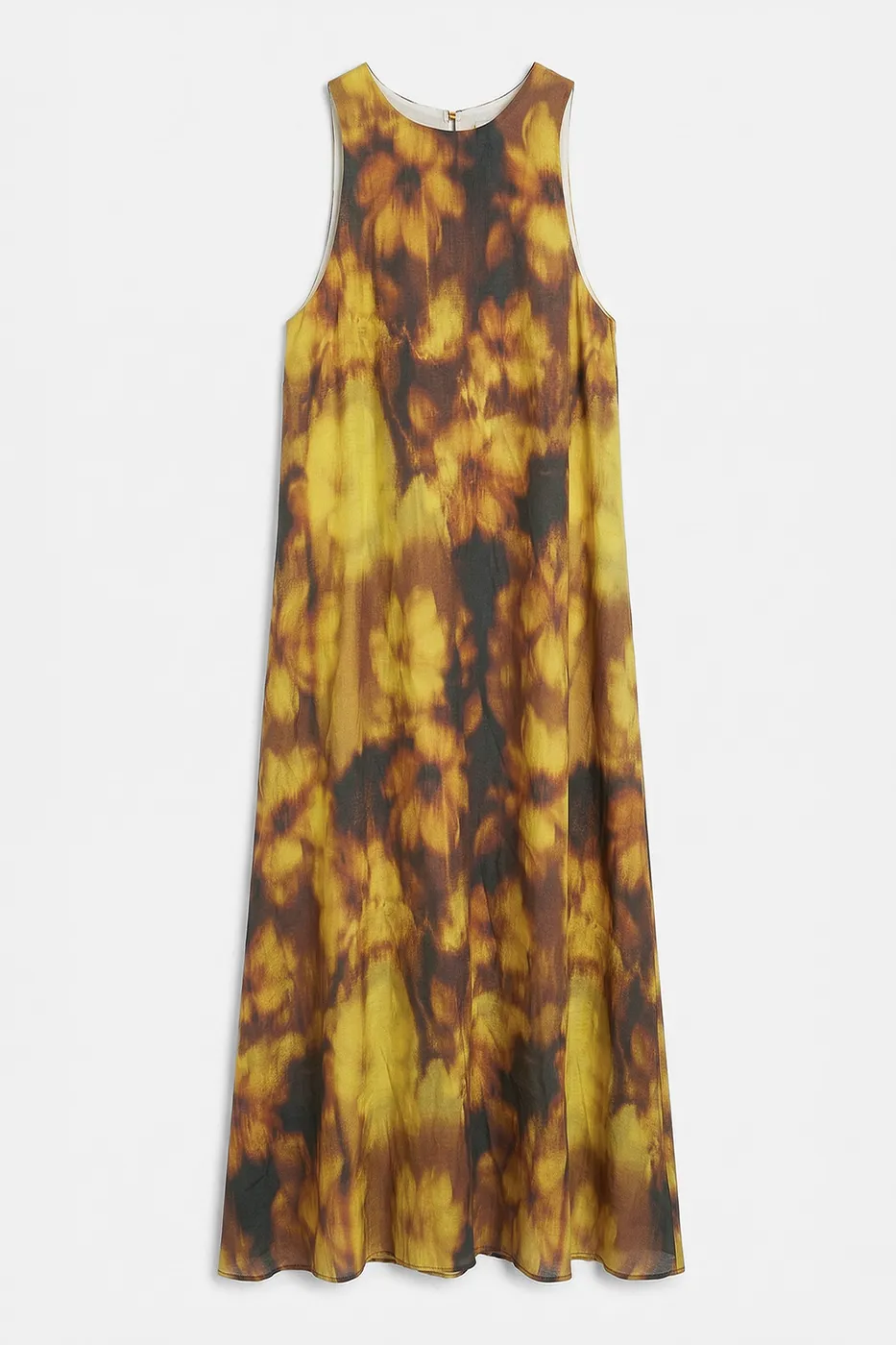 Bayan Kahverengi Modal Oversize Midi Kolsuz Elbise