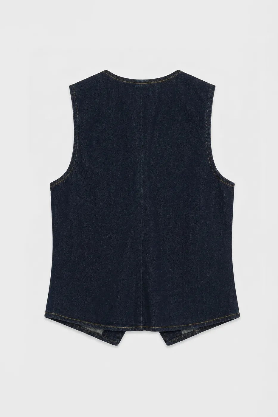 Bayan Lacivert Düğmeli Fit Denim Yelek