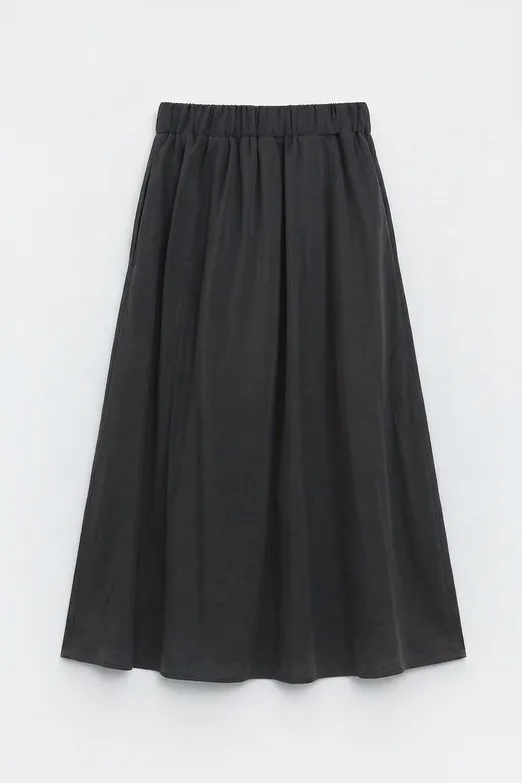 Bayan Siyah Modal Kloş Midi  Etek - BSL