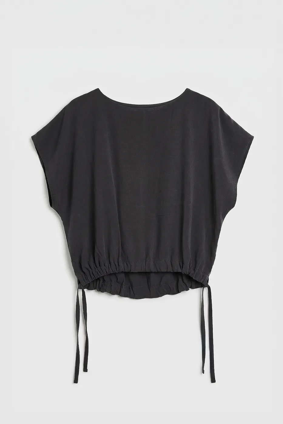 Bayan Siyah Düşük Omuzlu Bol  Modal Bluz