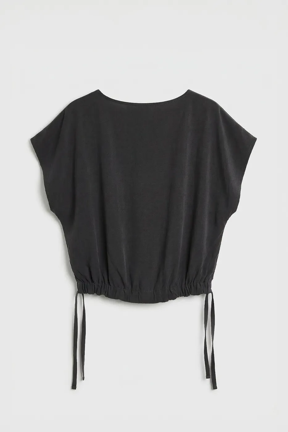 Bayan Siyah Düşük Omuzlu Bol  Modal Bluz