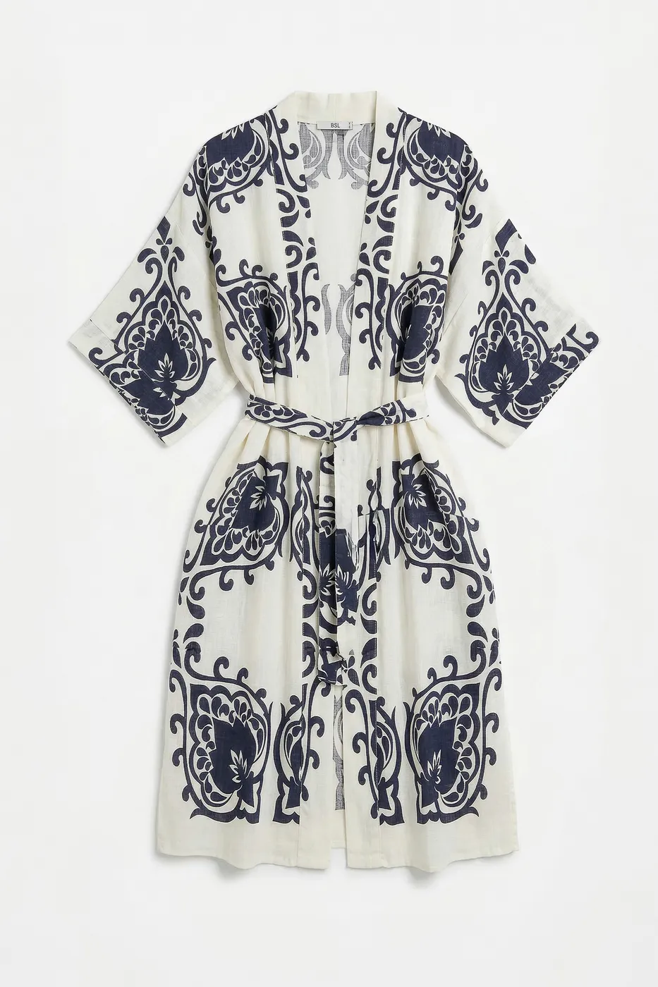 Bayan Lacivert Pamuklu Standart Beden Kimono