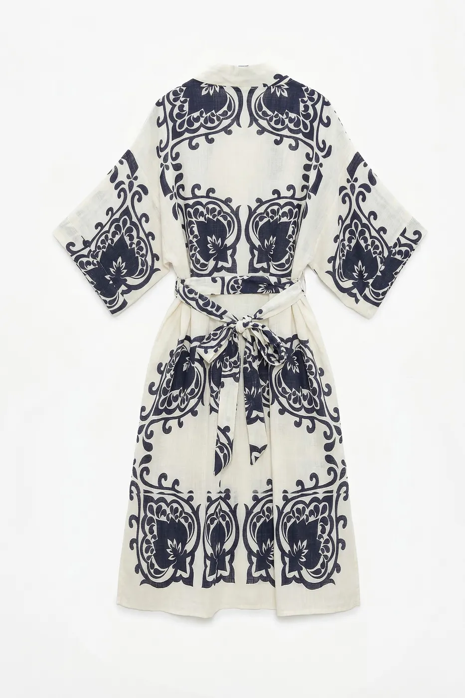 Bayan Lacivert Pamuklu Standart Beden Kimono