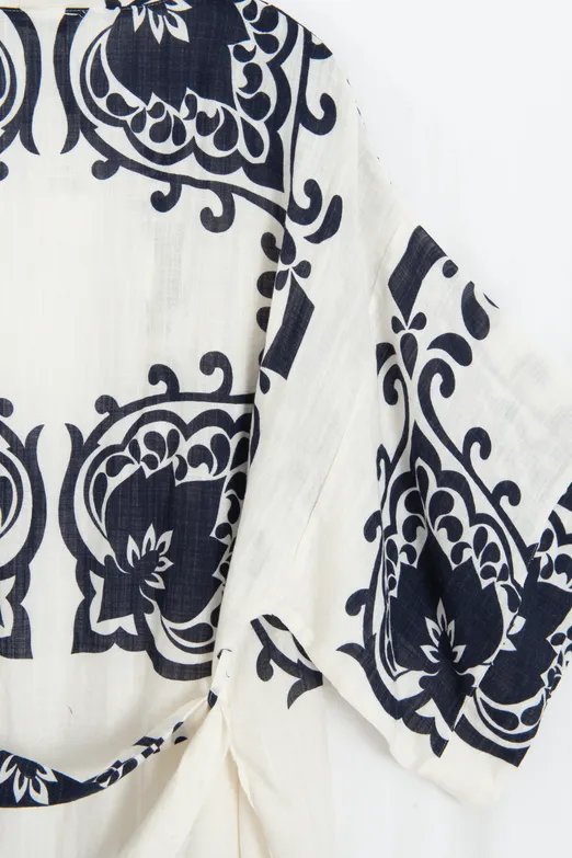 Bayan Lacivert Pamuklu Standart Beden Kimono - BSL