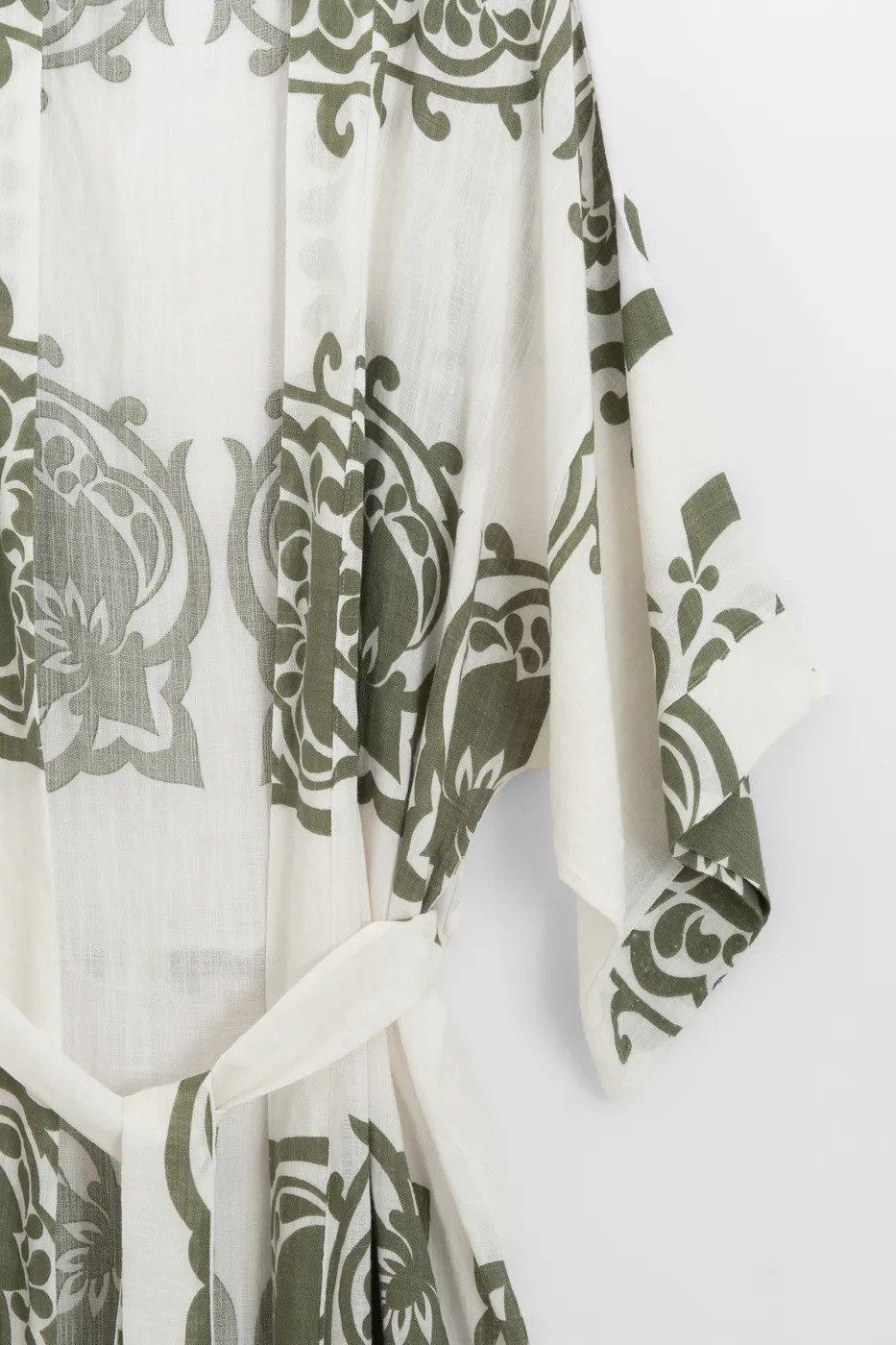 Bayan Yeşil Pamuklu Standart Beden Kimono