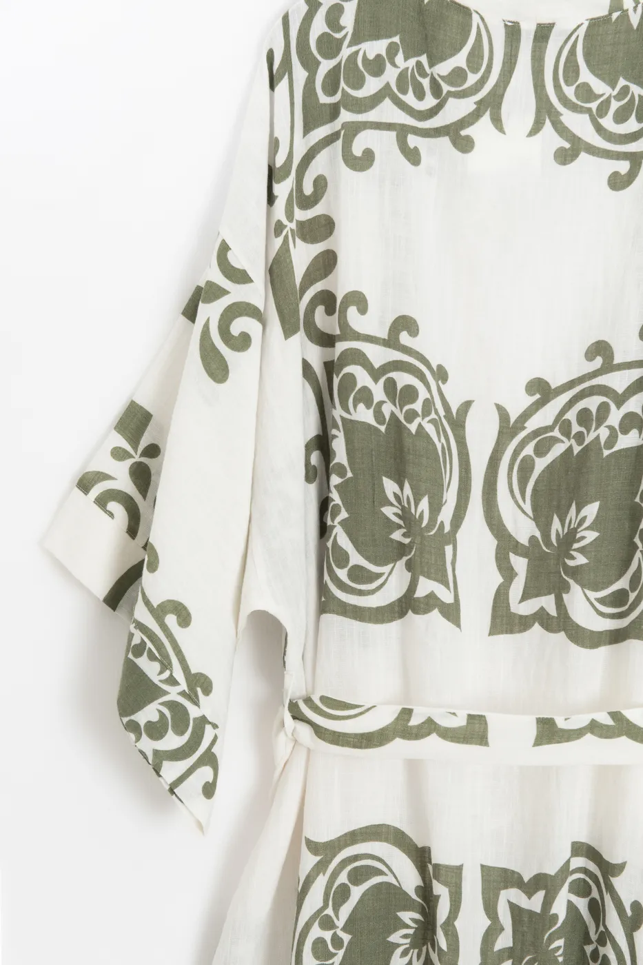 Bayan Yeşil Pamuklu Standart Beden Kimono