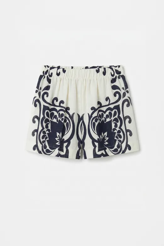 Bayan Lacivert Pamuklu Mini Şort - BSL