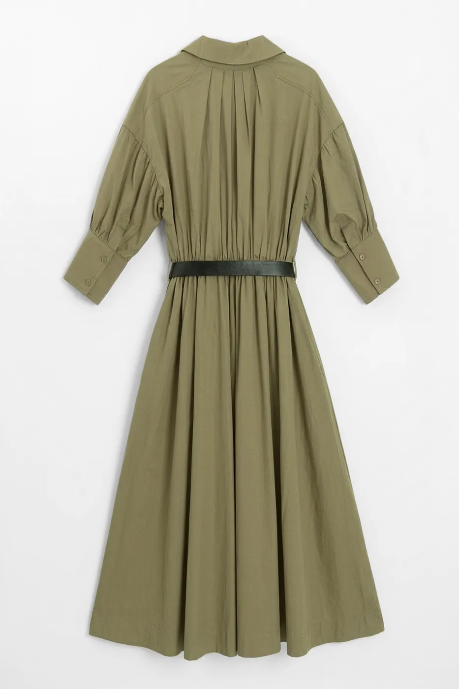 Bayan Haki Büzgülü Midi Gömlek Elbise