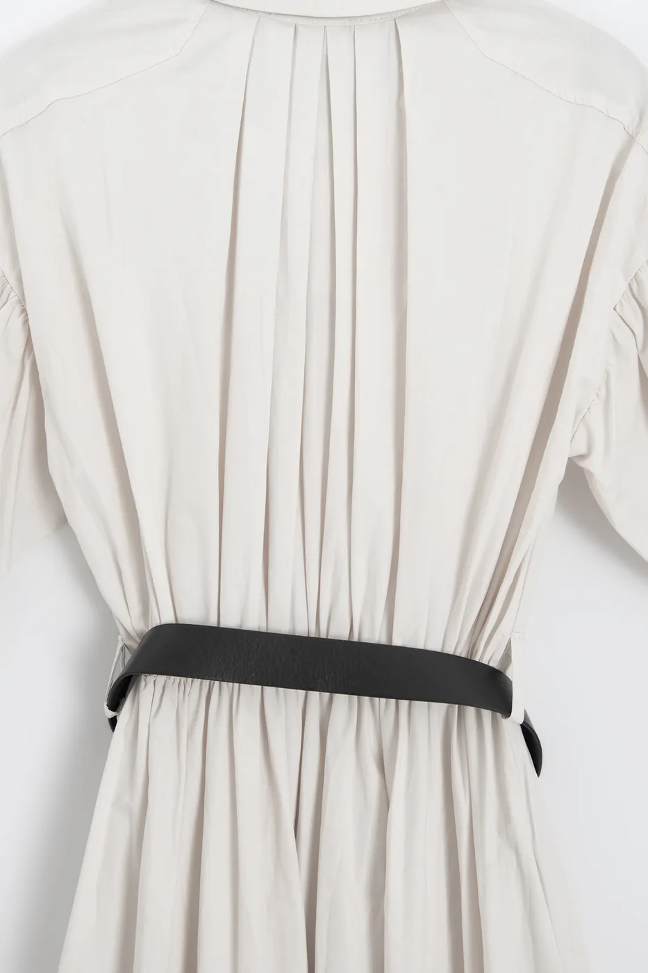 Bayan Krem Büzgülü Midi Gömlek Elbise