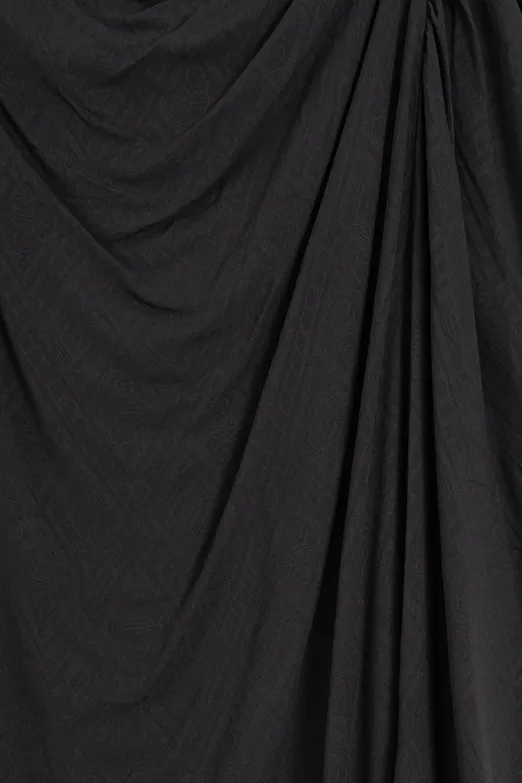 Bayan Antrasit Drapeli Asimetrik Etek Ucu  Detaylı Midi Boy Etek - BSL