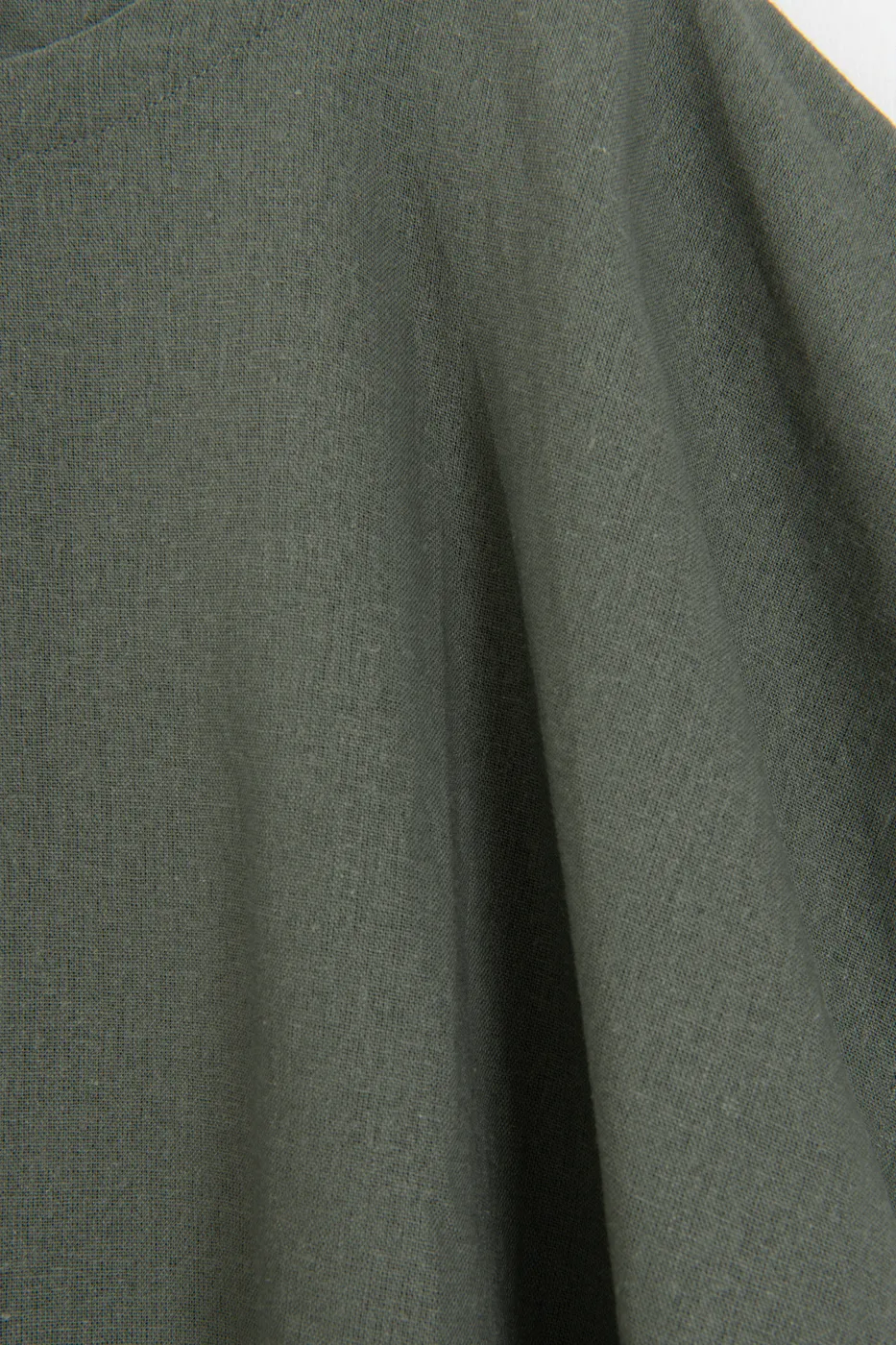 Bayan Haki Keten Karışım Oversize Pantolon