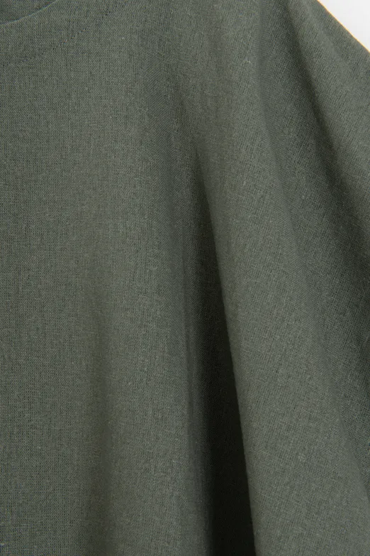 Bayan Haki Keten Karışım Oversize Pantolon - BSL