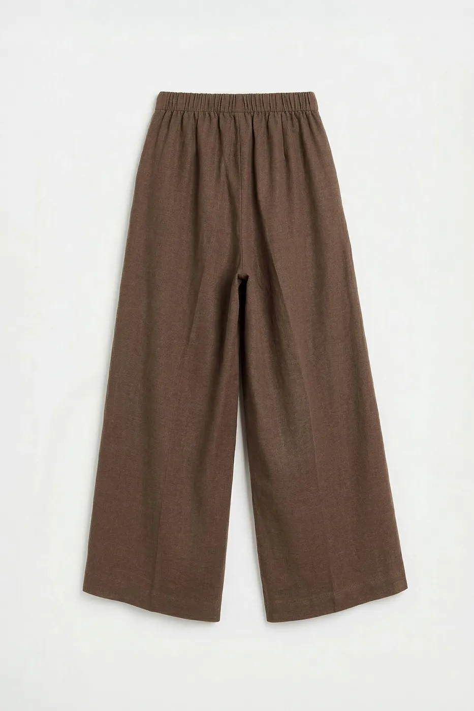 Bayan Kahverengi Keten Karışım Oversize Pantolon