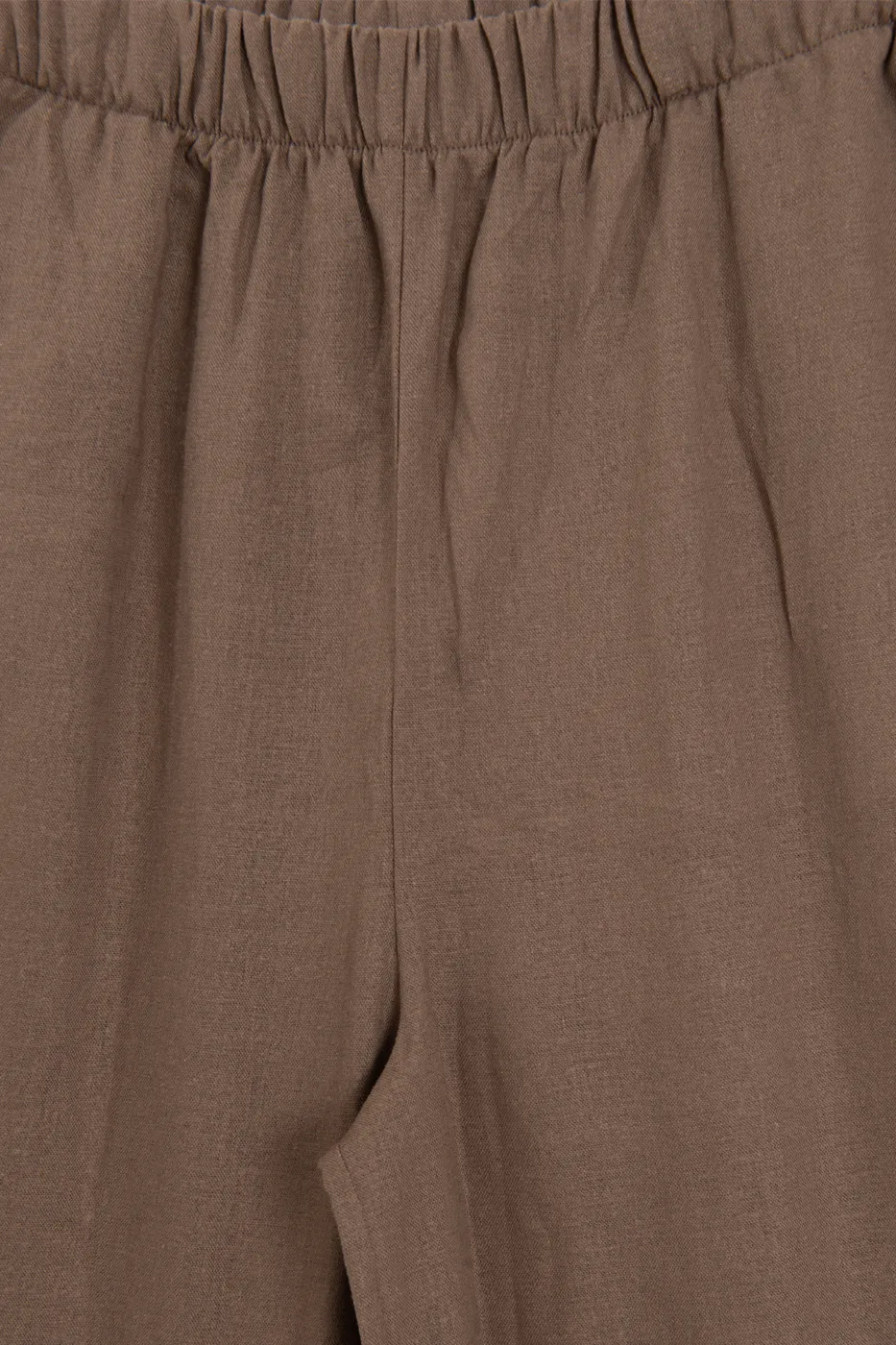 Bayan Kahverengi Keten Karışım Oversize Pantolon