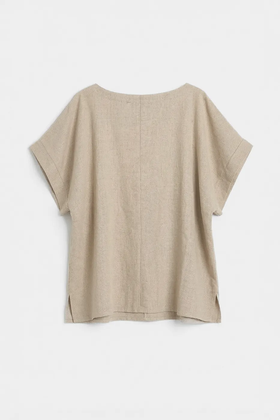 Bayan Bej Keten Karışım Oversize Bluz