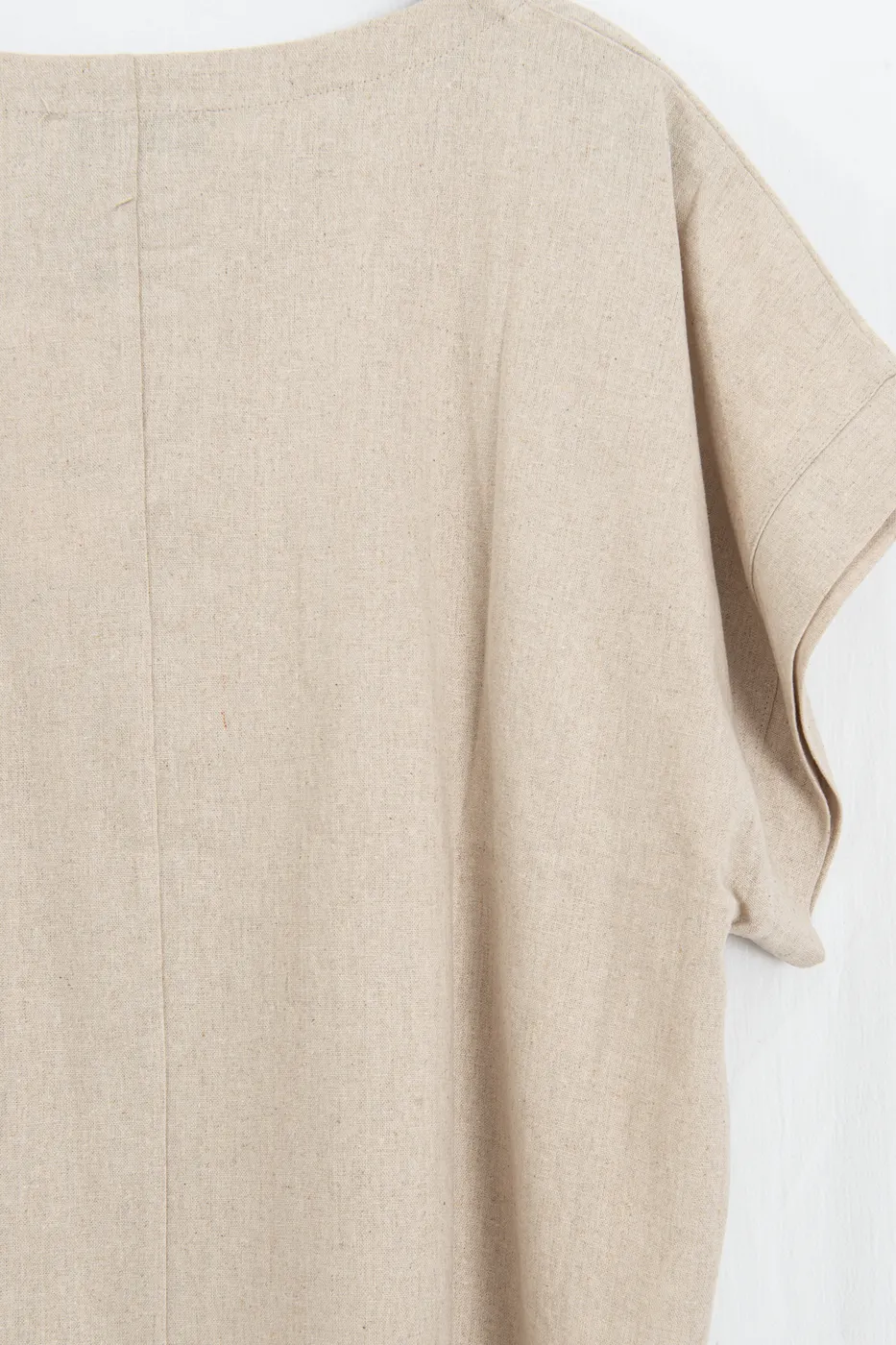 Bayan Bej Keten Karışım Oversize Bluz