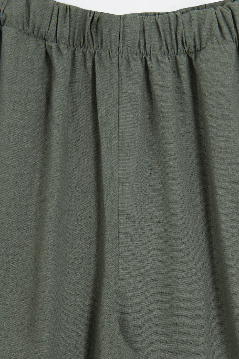 Bayan Haki Keten Karışım Oversize Bluz