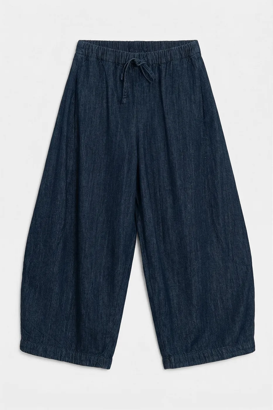 Bayan Lacivert Şalvar Denim Pantolon