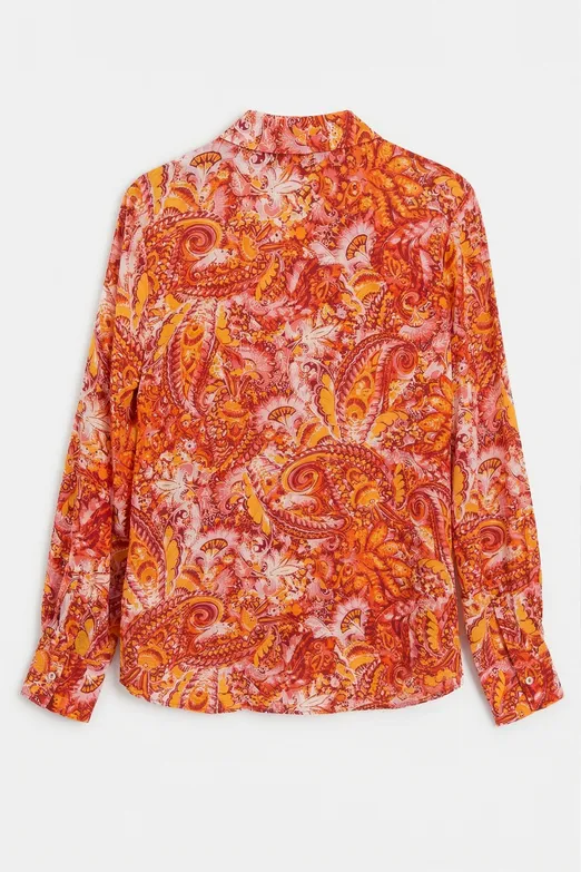 Bayan Oranj Desenli Gömlek - BSL