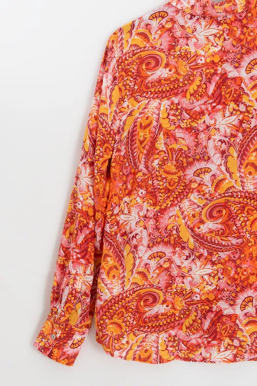 Bayan Oranj Desenli Gömlek - BSL
