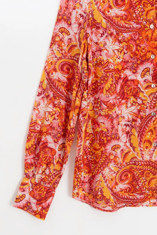 Bayan Oranj Desenli Gömlek - BSL
