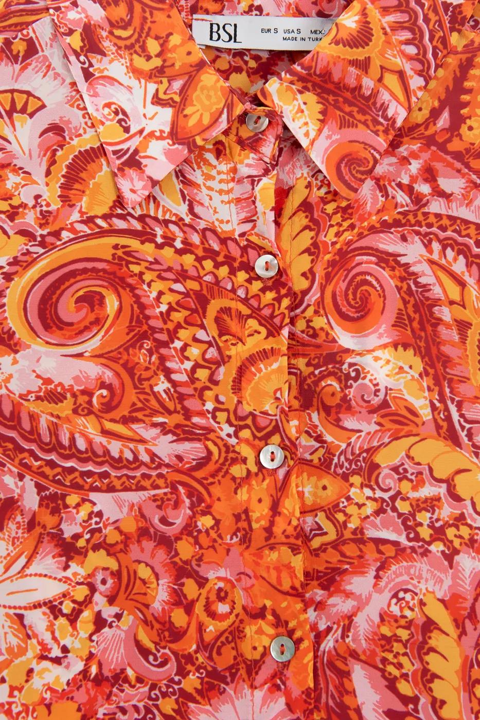 Bayan Oranj Desenli Gömlek