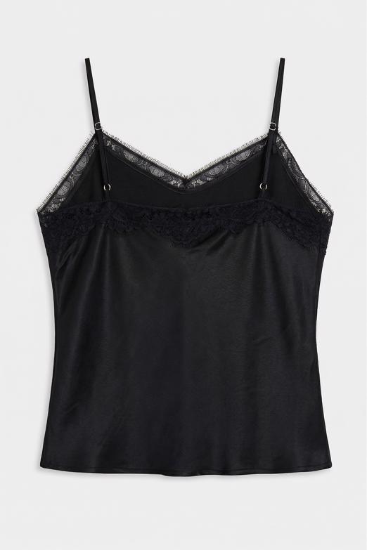 Dantel Detaylı Saten Askılı Bluz